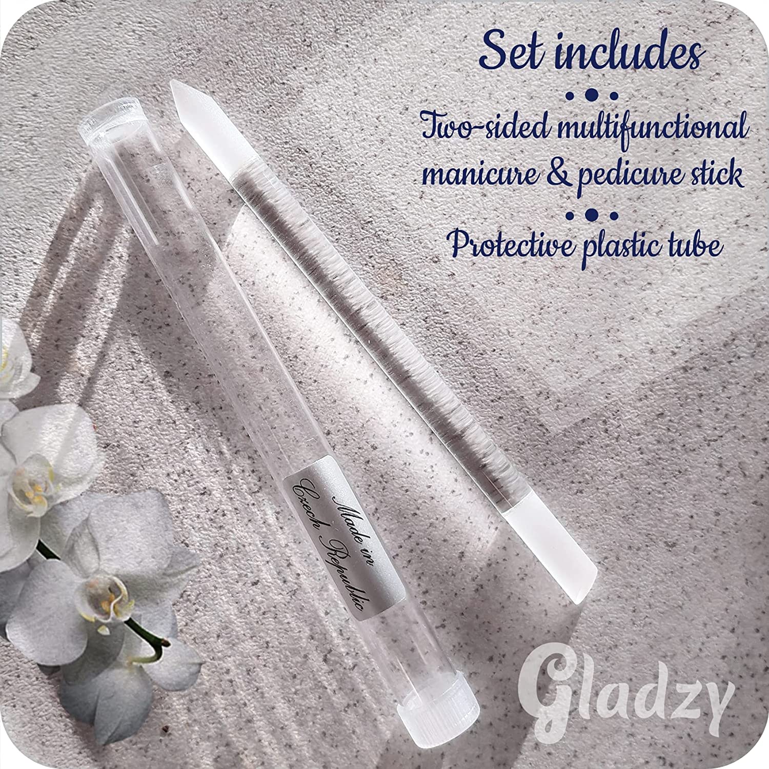 Glass Cuticle Pusher by GLADZY - Manicure Stick Professional Nail Care, Precision Filing Cuticle Remover, Etched Surface Never Wears Out, Genuine Czech Quality - Image 7